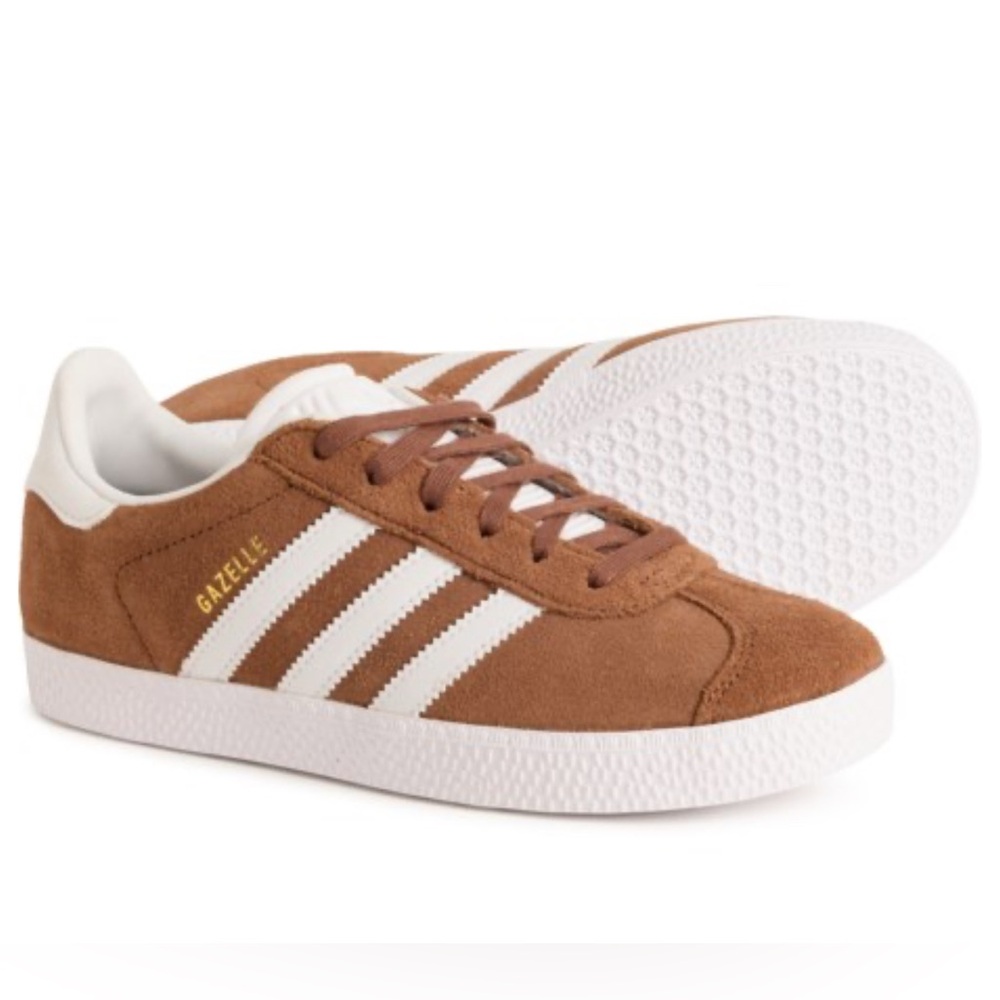Adidas Kids Gazelle Suede Sneakers in Brown and White